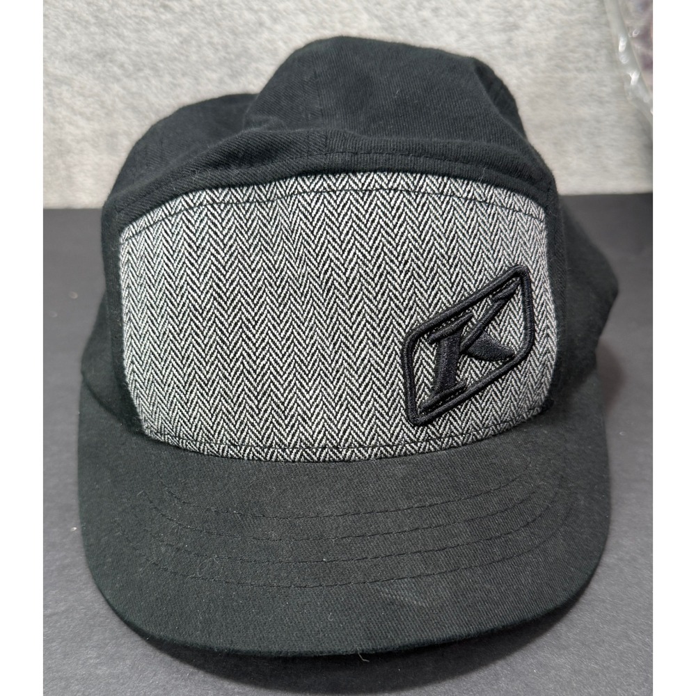 Klim 5-Panel Hat Mens S-M Black Herringbone Flexfit Camper Cap Logo